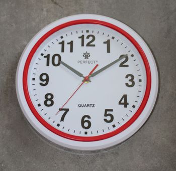 Zegar ścienny Perfect biały z czerwoną ramką FX-5841-Czerwony (1).JPG
